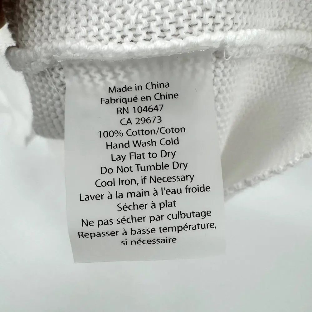 Kinross Sweater‎ Womens Medium Cotton V-Neck Neutral Beige Cream 3/4 Sleeve Knit